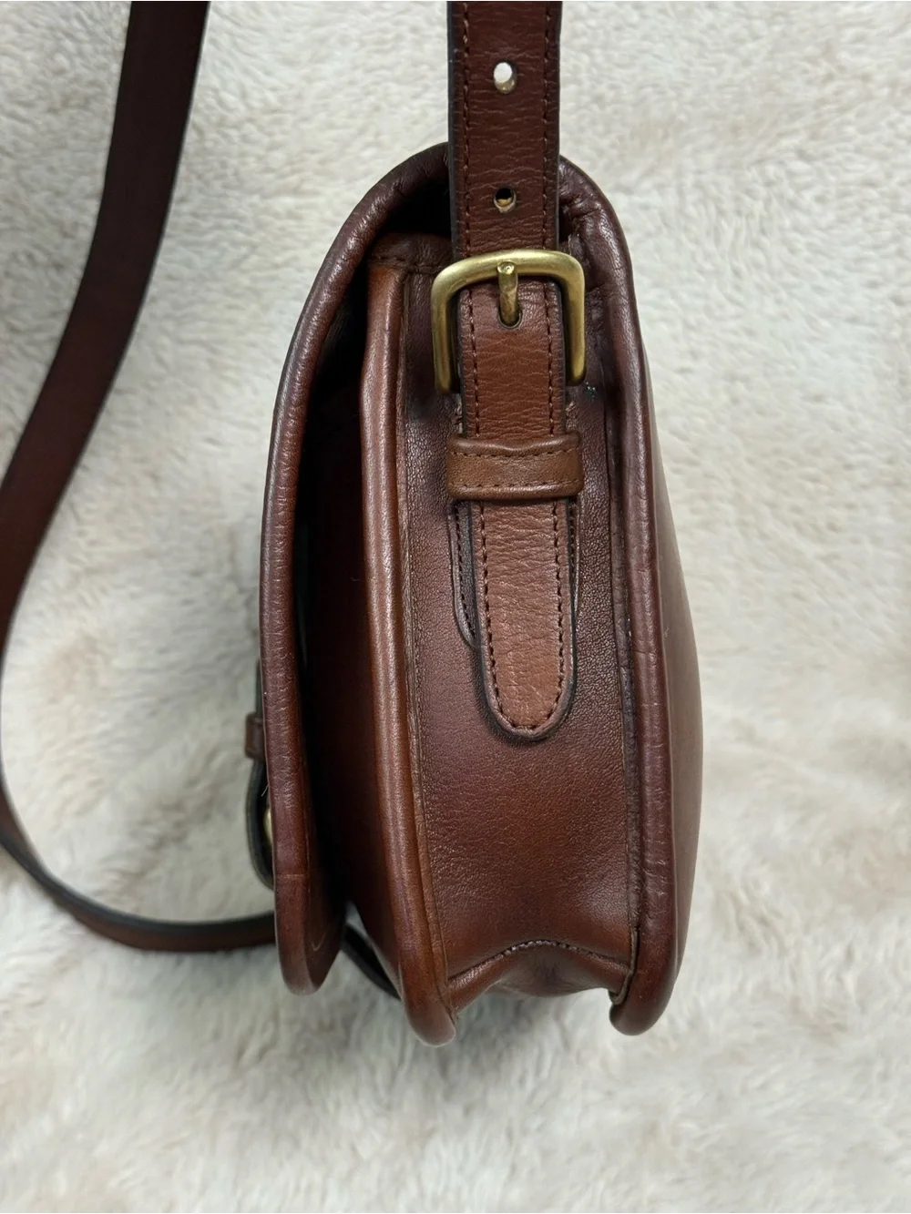 Coach Vintage 1980s NYC Mahogany Saddle Pouch Shoulder Leather Bag